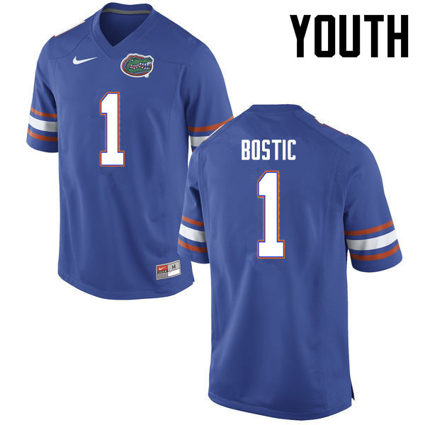 Youth Florida Gators #1 Jonathan Bostic College Football Jerseys-Blue - Click Image to Close